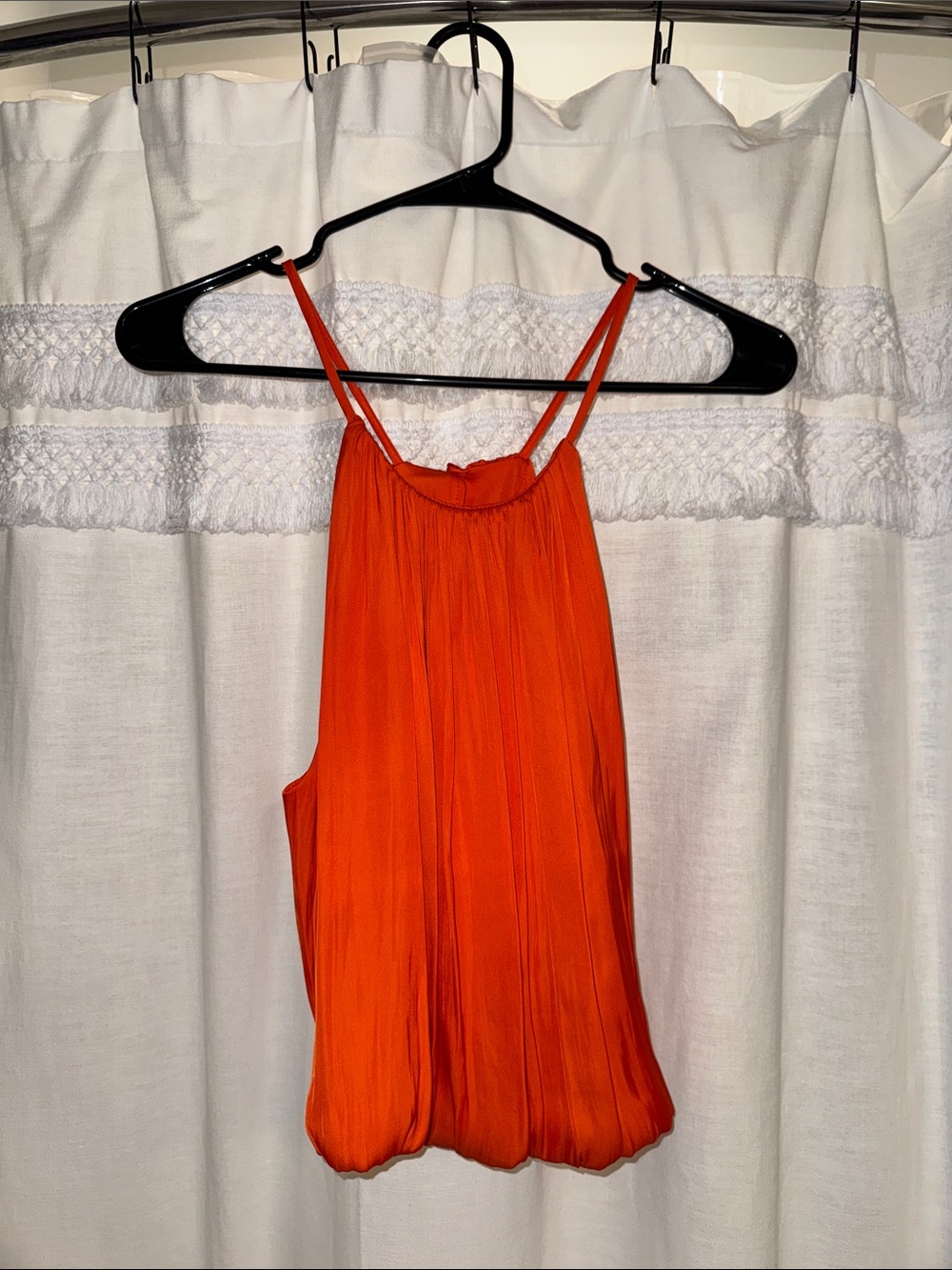 Sleeveless Pleated Halter Camisole in Bright Orange